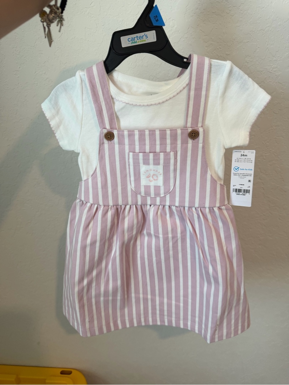 Carter's Pink and White Striped Overall Skirt